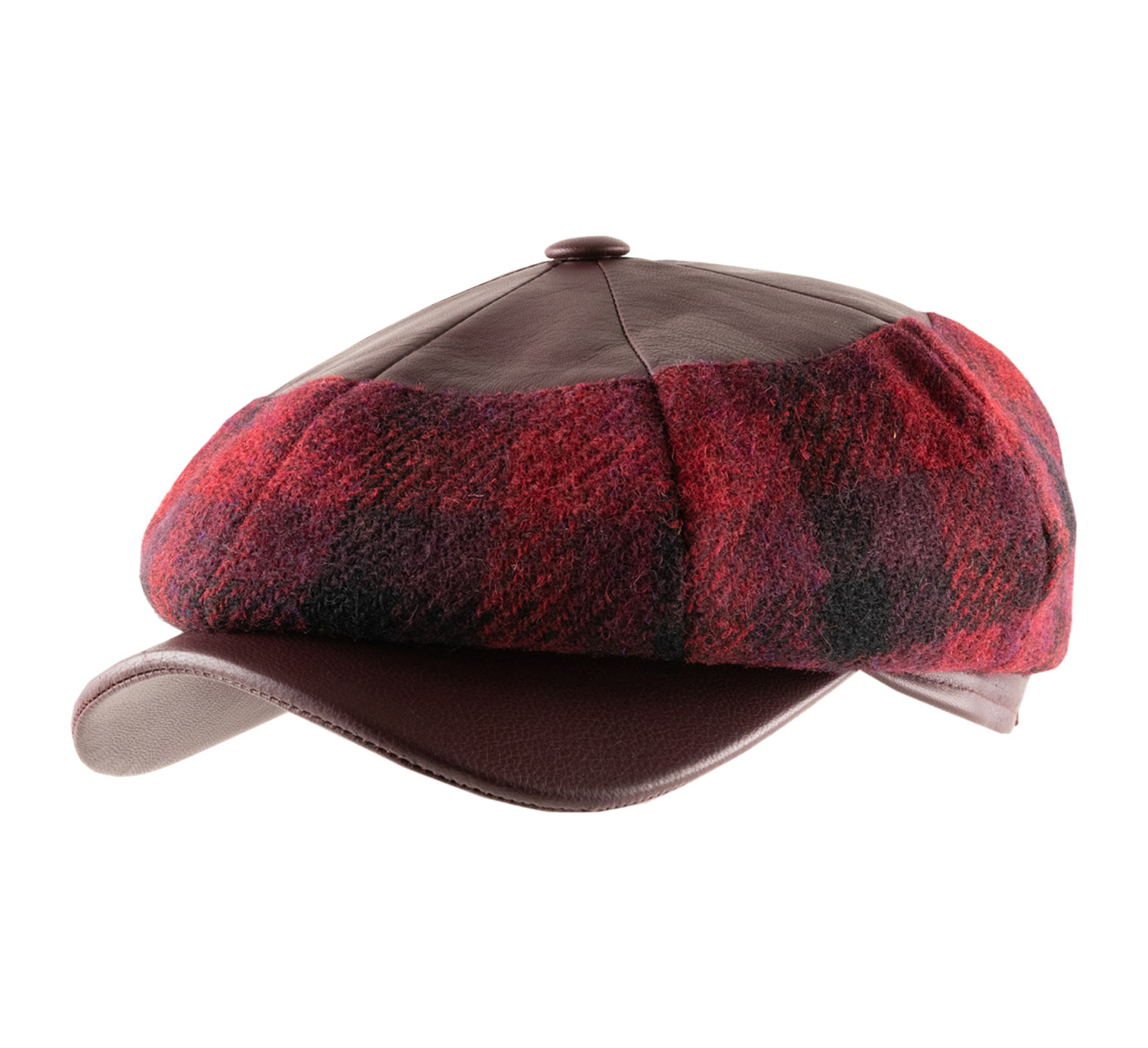 Casquette gavroche laine et cuir