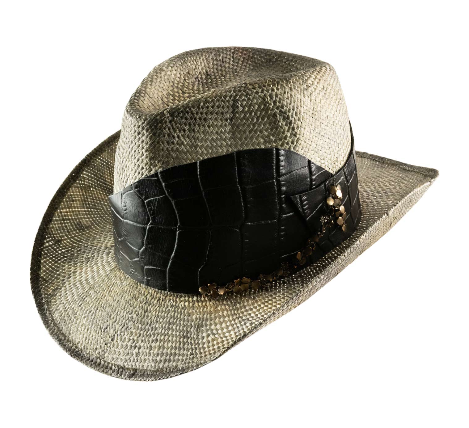 Chapeau western paille et cuir