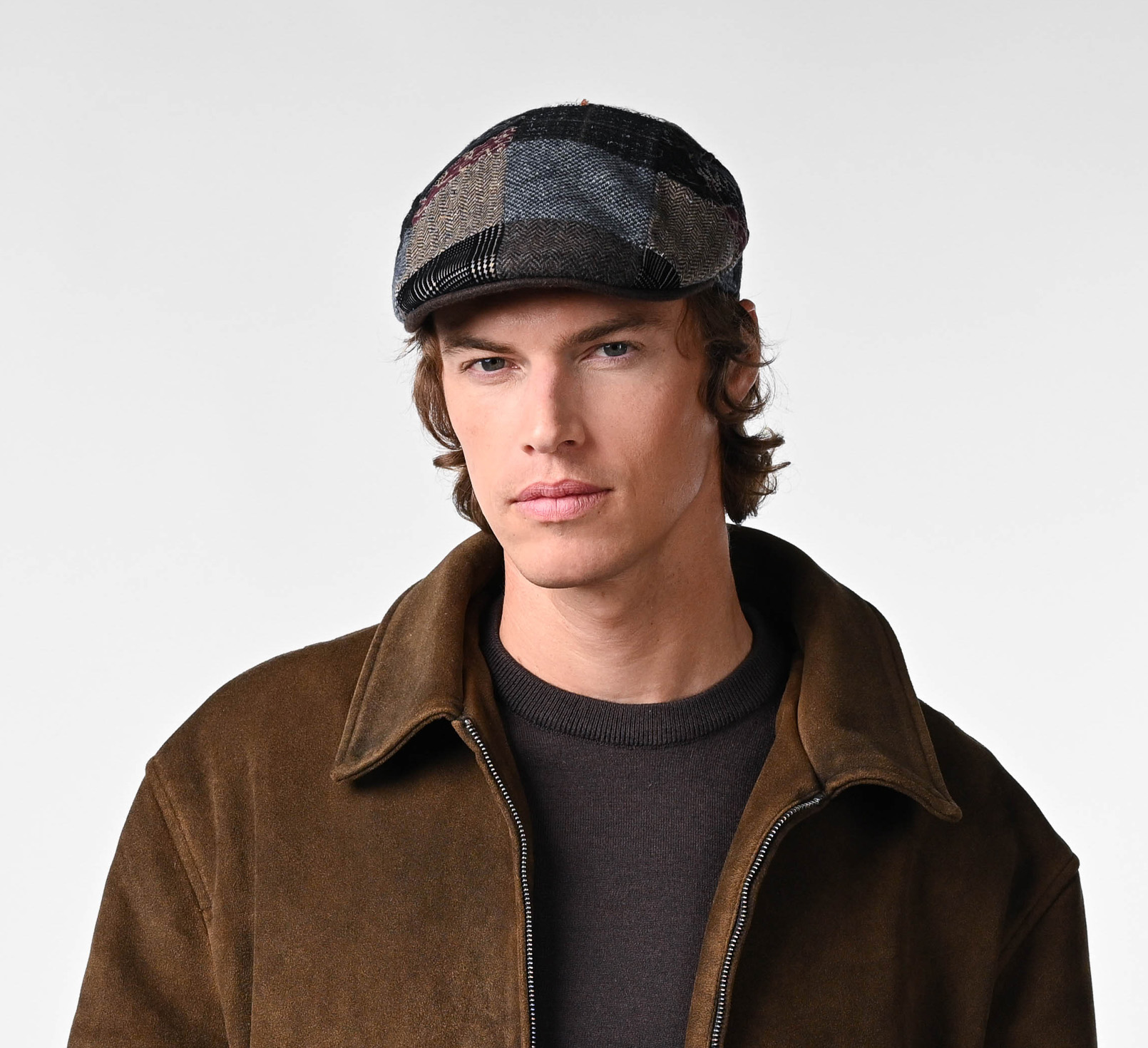 Casquette plate patchwork