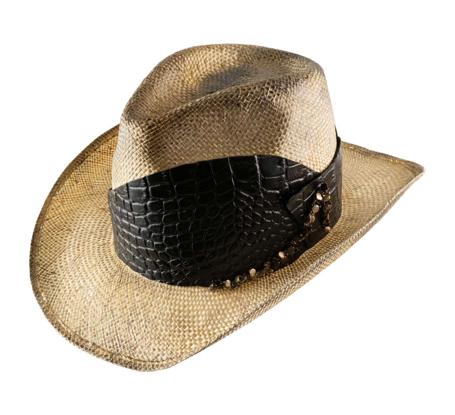 Chapeau western paille et cuir