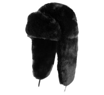 Chapka en Fourrure pour Femme Toque de Style Russe,Faux chapeau de fourrure  de renard-Noir