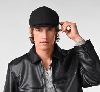 Casquette plate laine et cuir Cardiff
